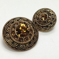KMR-447 Antique Gold with Smoke Topaz Stones, 2 Sizes